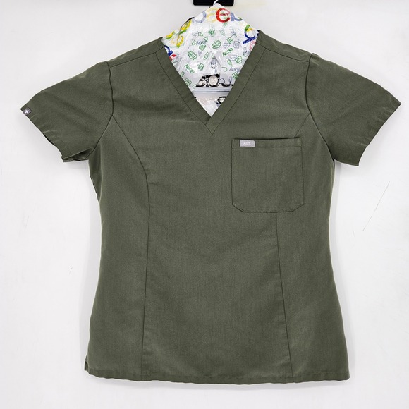 Figs Scrub Top Womens Small Catarina One Pocket Moss Green Healthcare Uniforms - Picture 1 of 10